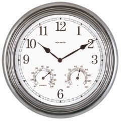 AcuRite outdoor pewter 13-inch clock with temperature and humidity