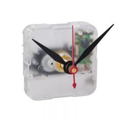 Clear Quartz Clock Movement, 7/16" Maximum Dial Thickness Front View with Hand Mounting Hardware for Quartz Clock Movements