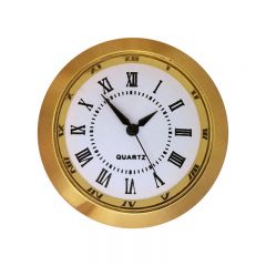 1 13/32" White Clock Insert with Gold Bezel 