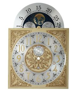 Grandfather Clock Dial Hermle 1161-853 NEW Brass Color Moon 15 9/16" x 11" NICE 