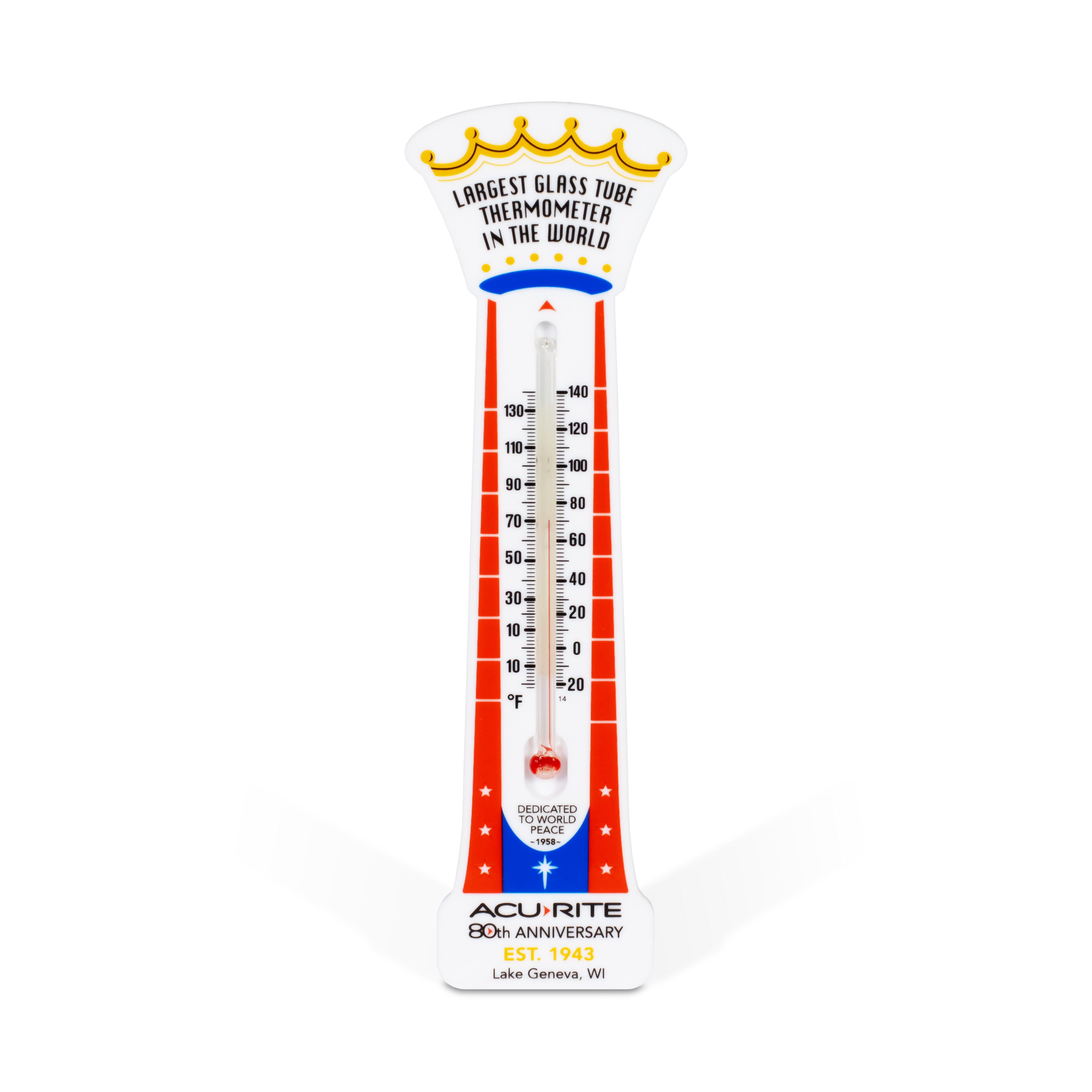 80th Anniversary 7-Inch Replica of the World's Largest Glass Tube Thermometer